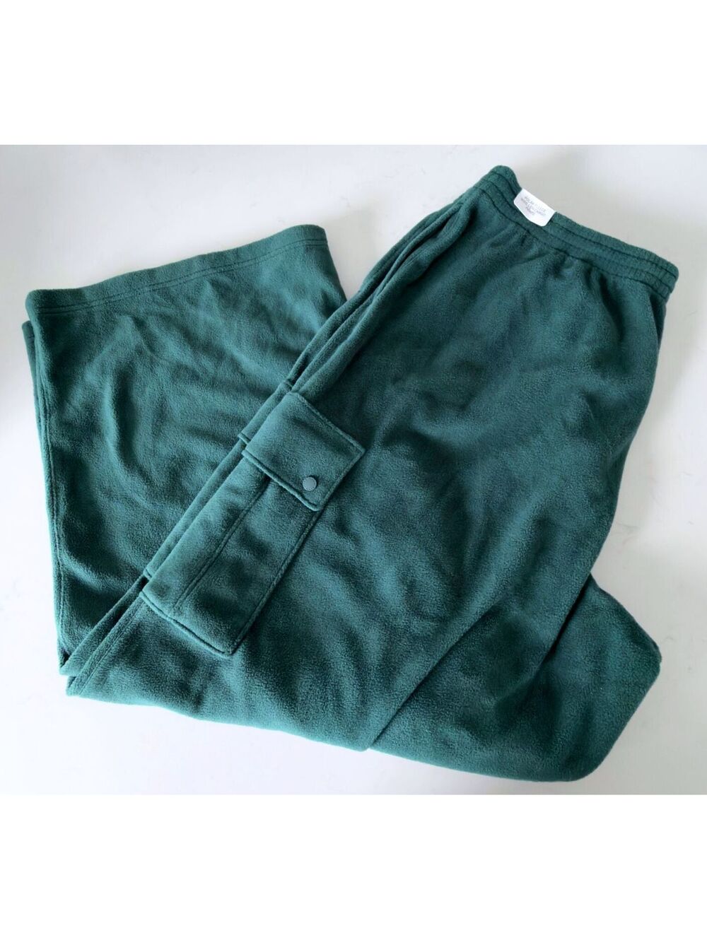 Victoria's Secret PINK Deep Forest Green Fleece Wide Leg Cargo Joggers Size XXL